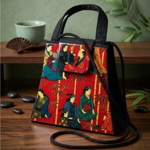 Angela Frascone Vintage Japanese Art Print Handbag - Rare & Artistic